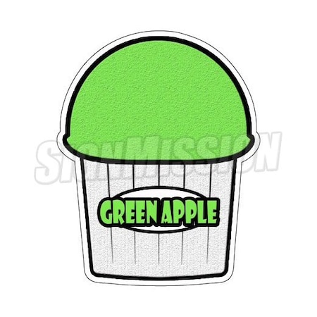 GREEN APPLE FLAVOR Italian Ice Decal Shaved Ice Cart Trailer Stand Sticker